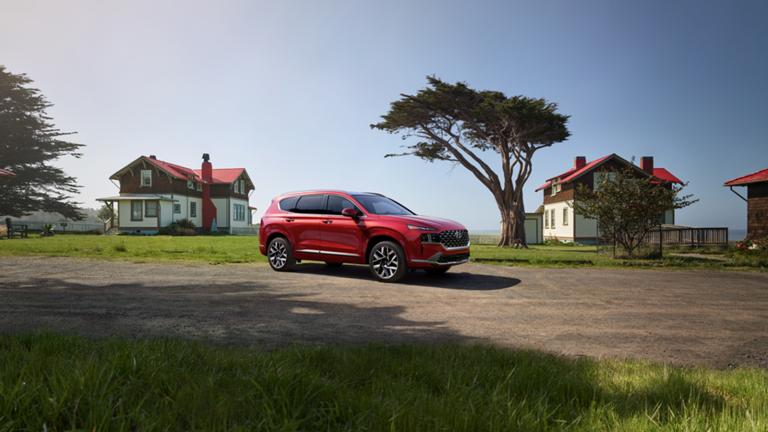 2021 Hyundai Santa Fe Profile in Red